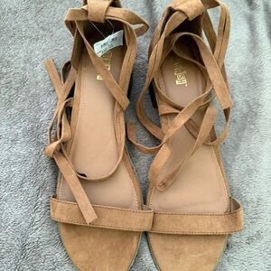 Brash Tan Lace-Up Sandals